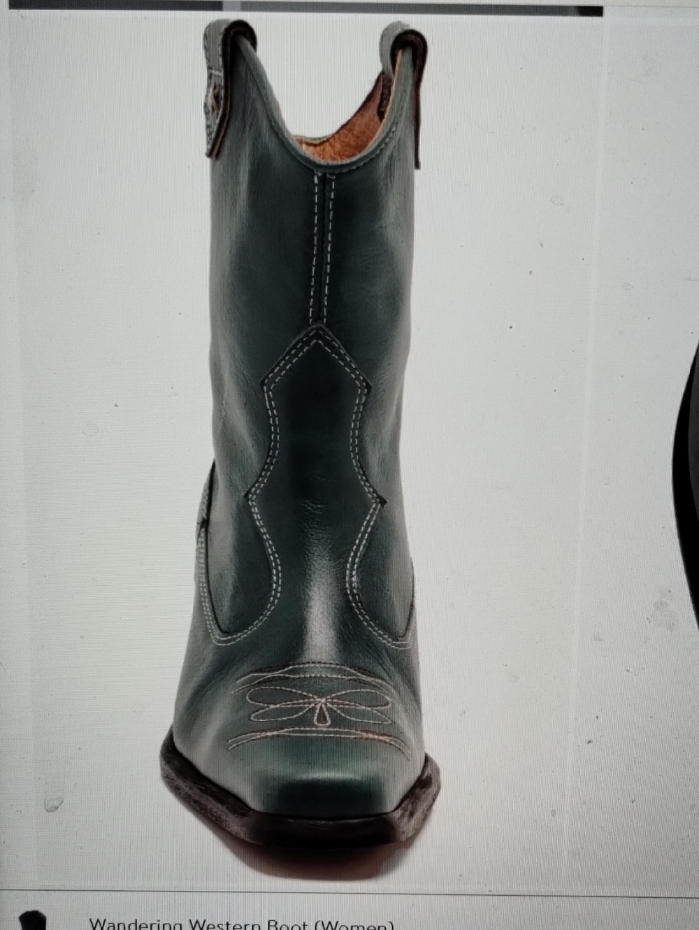 Free People Wandering Western Cowboy Boots Green Leather 7 Like New - Picture 2 of 12